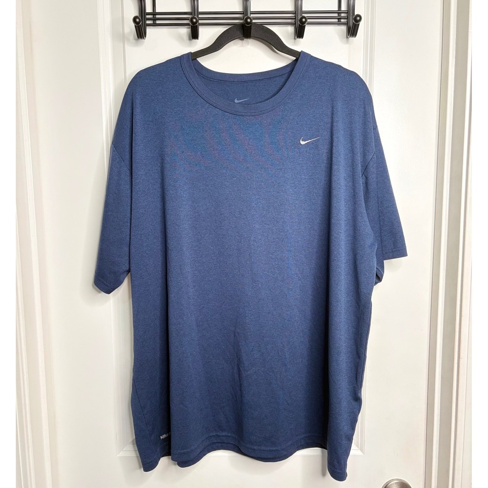 Nike Dri-FIT T-Shirt Mens XL Navy Blue Heathered Short Sleeve Training Workout